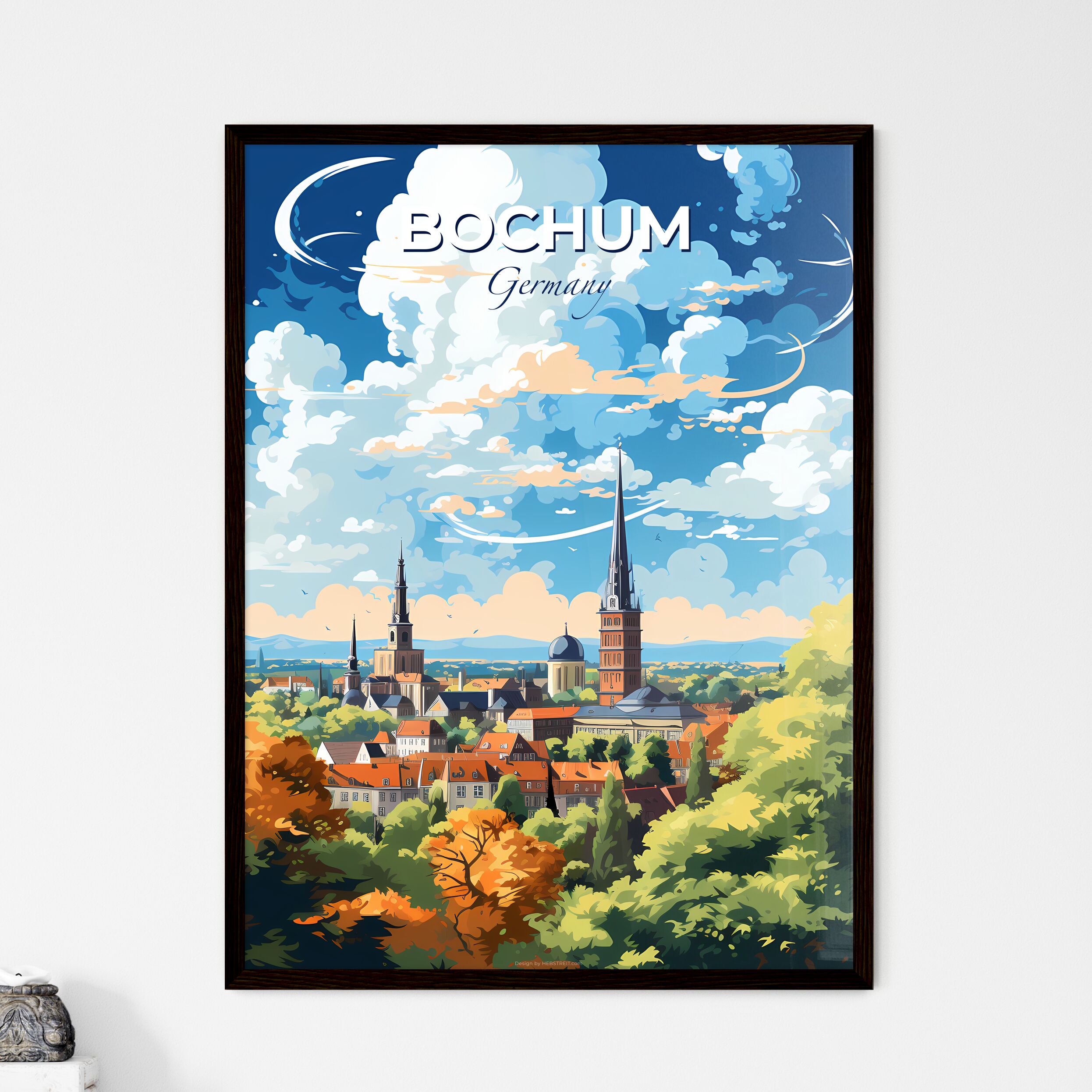 Bochum Germany Skyline - A City With Trees And Buildings - Customizable Travel Gift