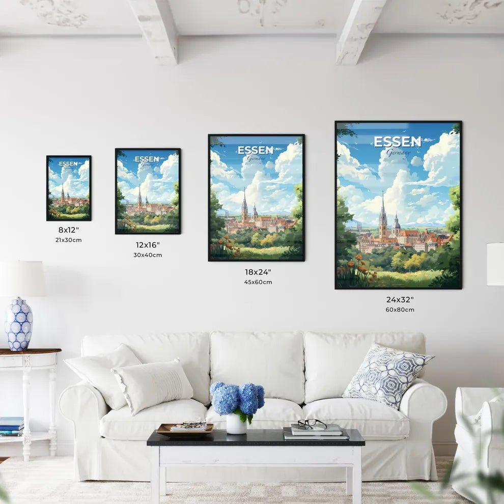 Essen Germany Skyline - A City With A Tower And Trees - Customizable Travel Gift
