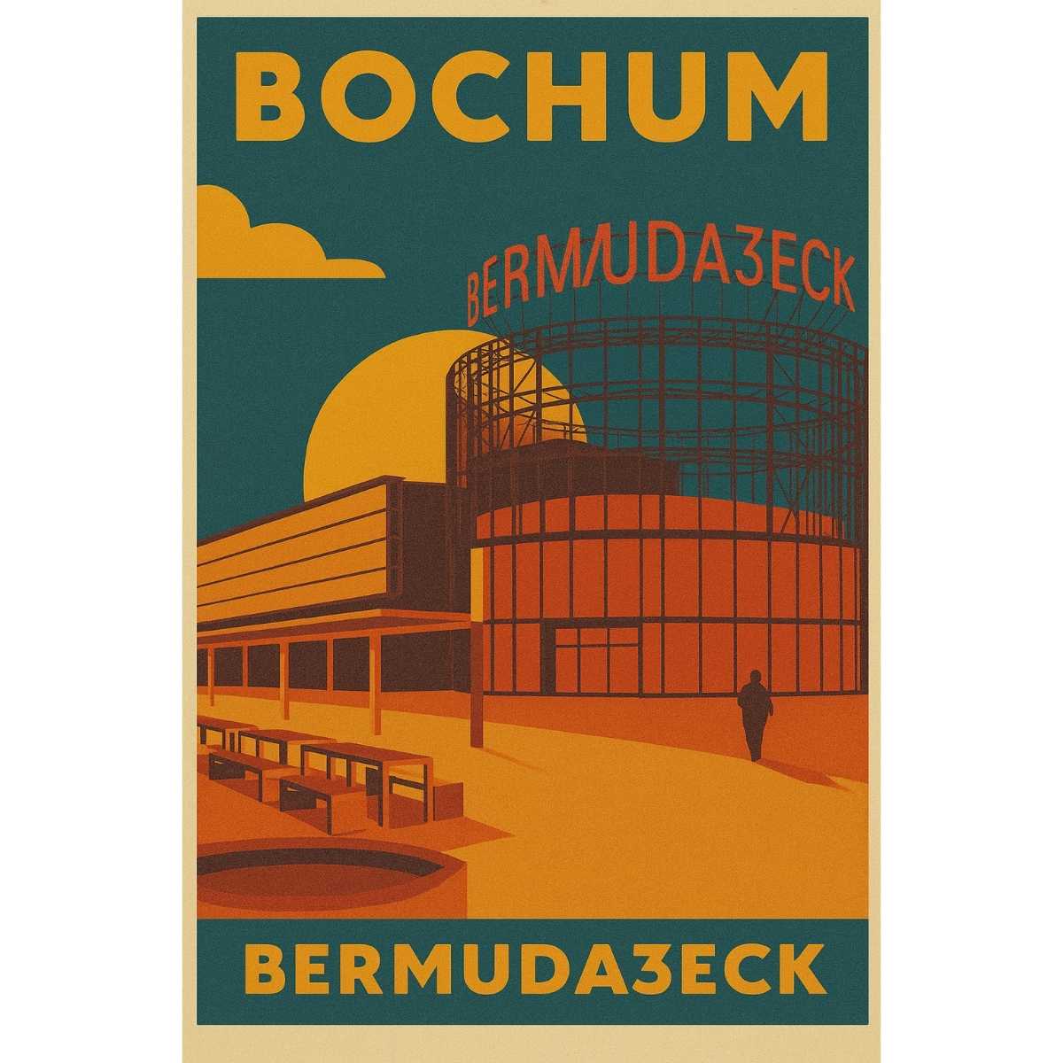 Bermuda3Eck Bochum – Retro Poster im 70er-Stil