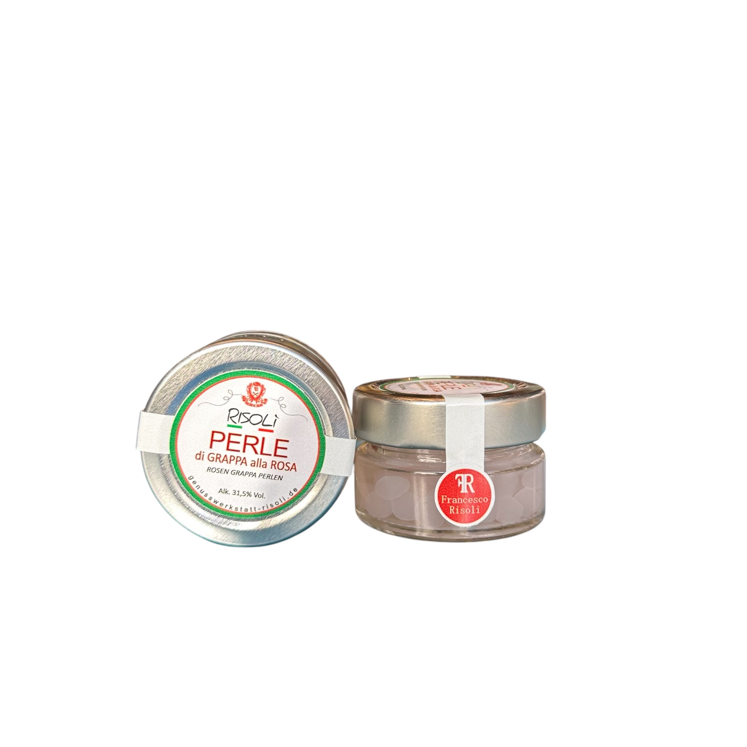 Perle di GRAPPA alla ROSA Rosengrappa Perlen 31,5%vol 50g
