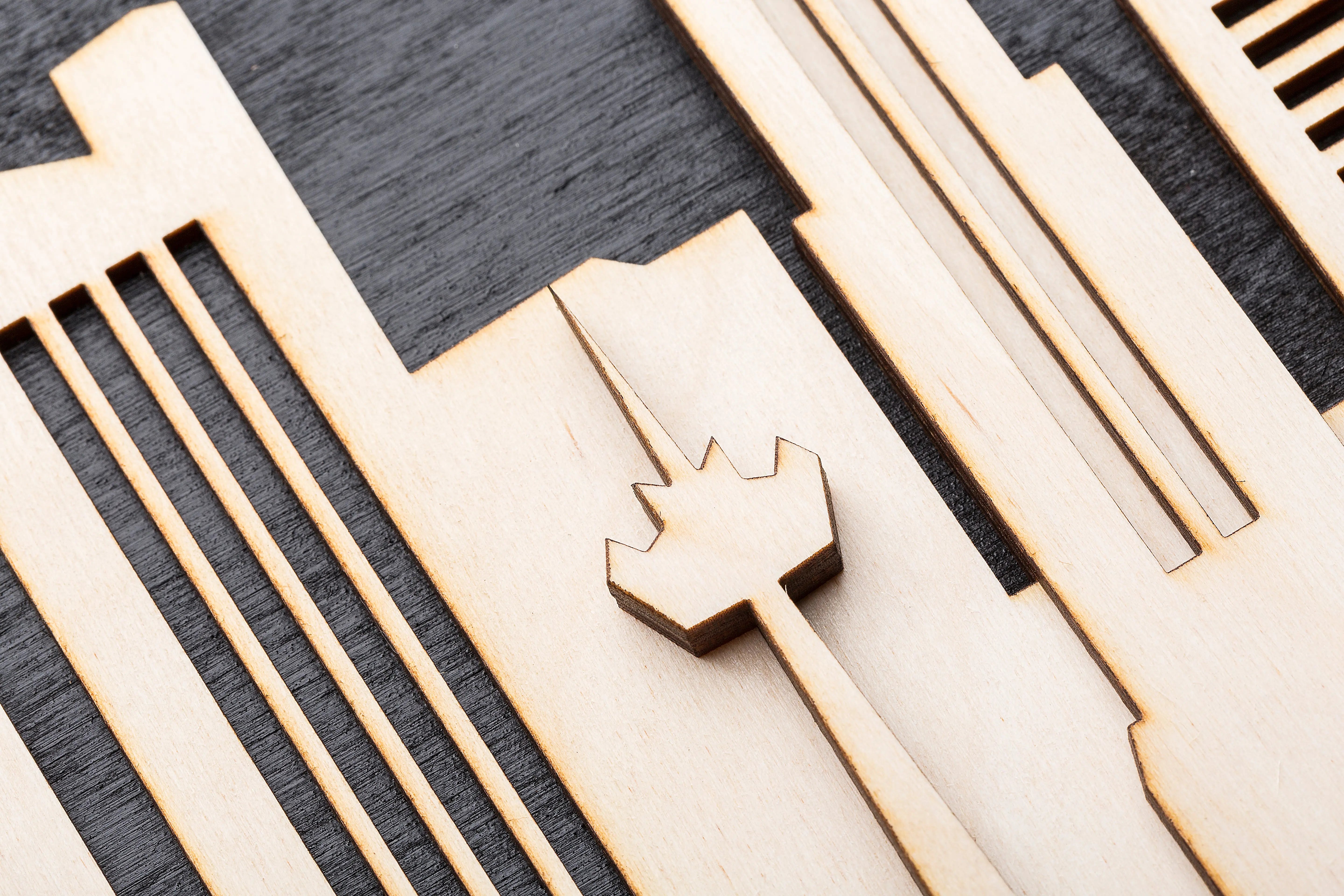 3D Wandbild aus Holz Skyline Ruhrpott 2017