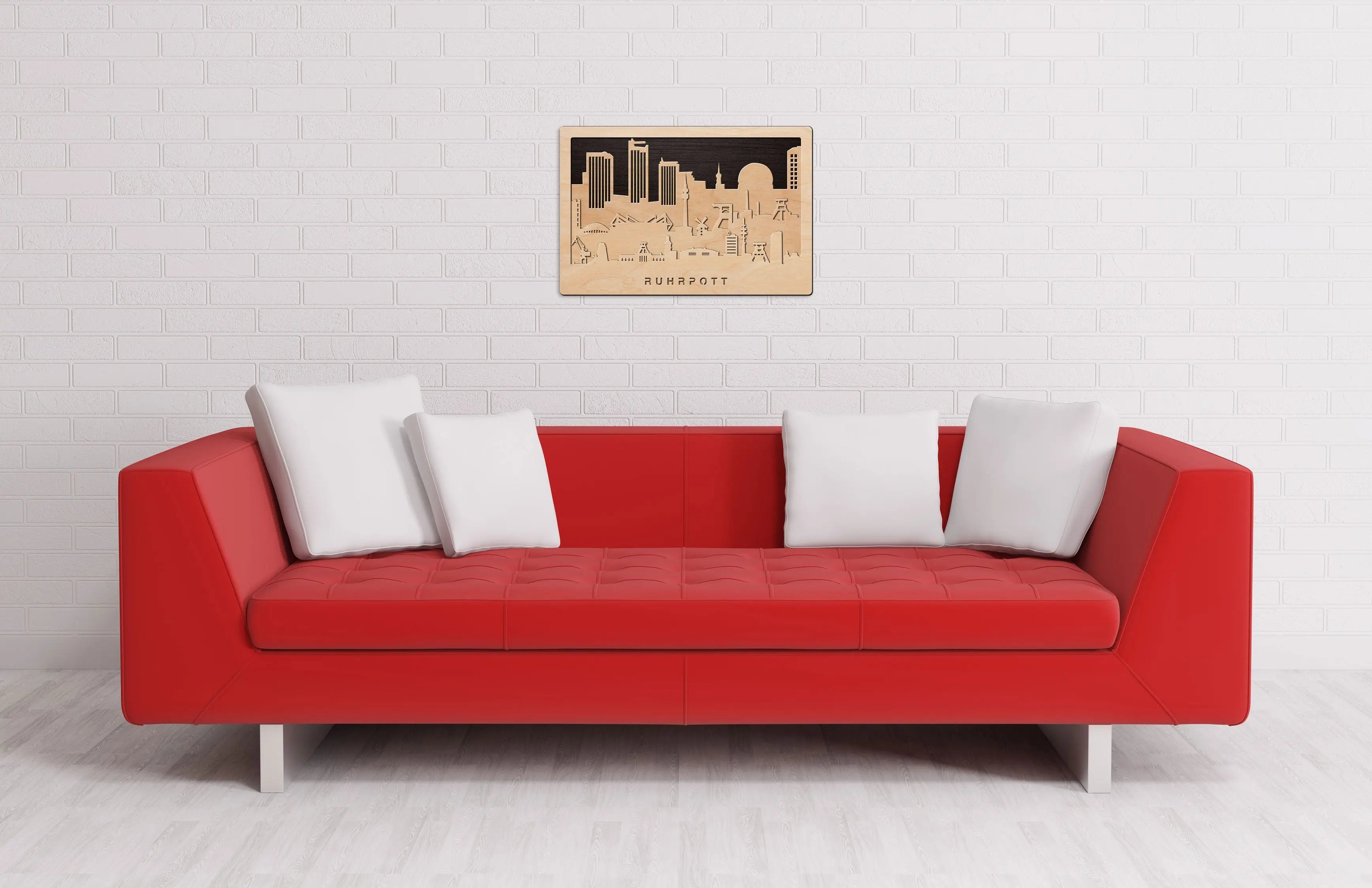 3D Wandbild aus Holz Skyline Ruhrpott 2017