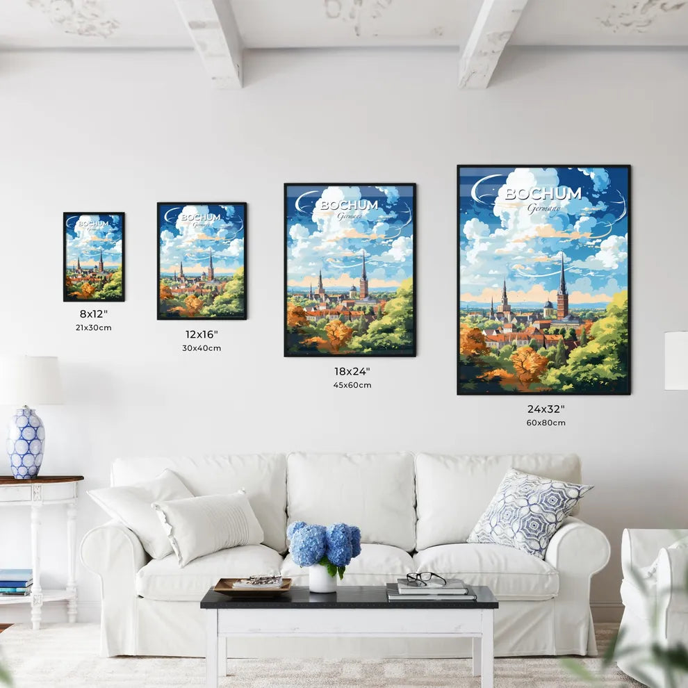 Bochum Germany Skyline - A City With Trees And Buildings  - Customizable Travel Gift