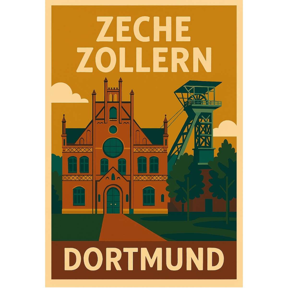 Retro Poster Zeche Zollern Dortmund – 70er Style