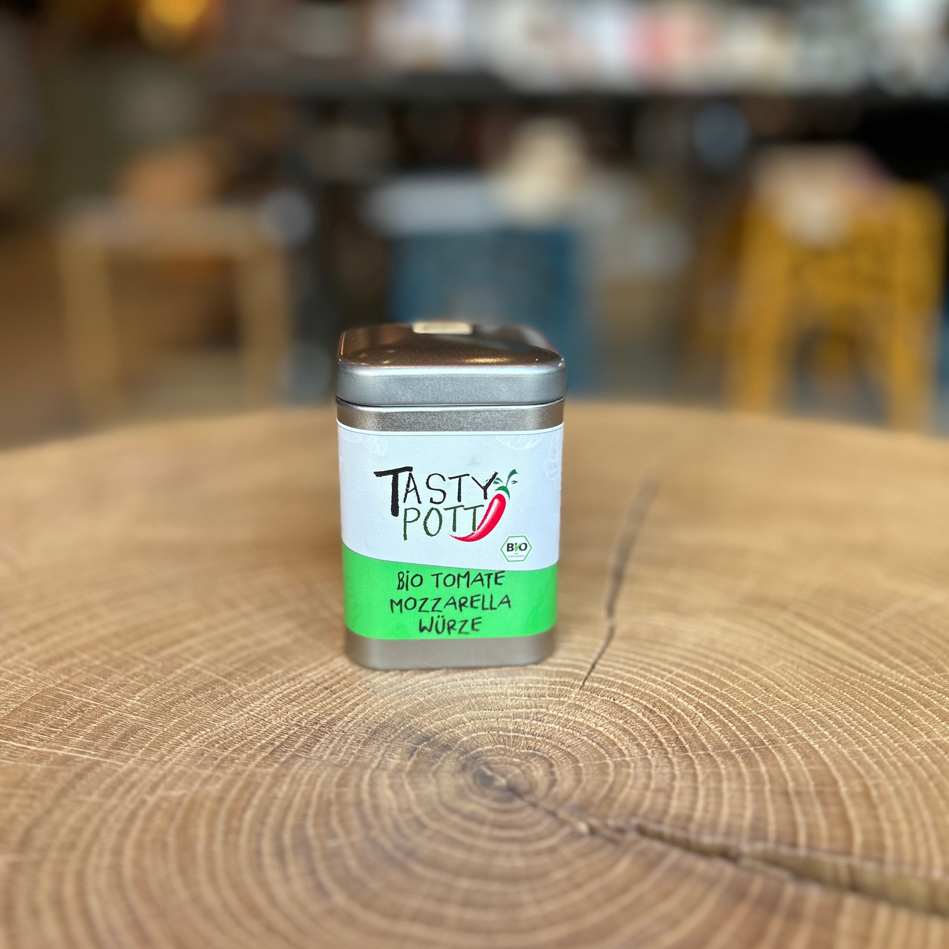 Tasty Pott Bio Tomate Mozzarella Würze in Gewürzdose – Bio-Gewürzmischung für Tomate Mozzarella, Salate und mediterrane Gerichte